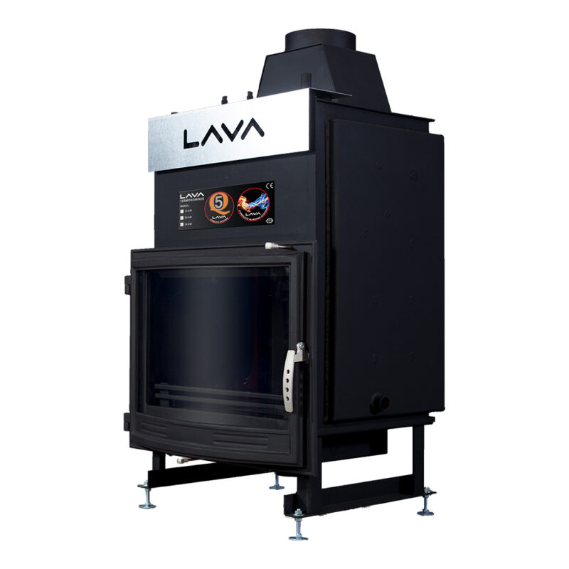 Termokominek BASE PANORAMA 17kW w układzie otwartym (1bar) z panoramiczną szybą