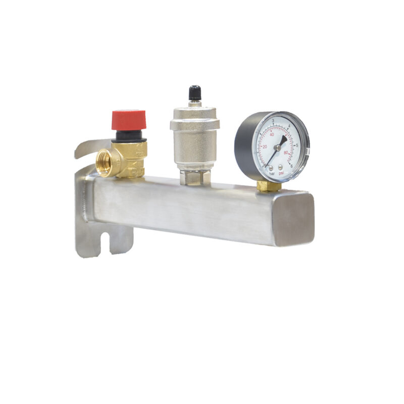 Grupa bezpieczeństwa INOX do c.w.u. 6 bar, z wyposażeniem, z szybkozłączem 3/4”