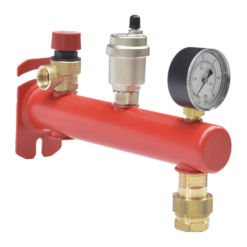 Grupa bezpieczeństwa c.o. 3 bar z wyposażeniem, z szybkozłączem 3/4″