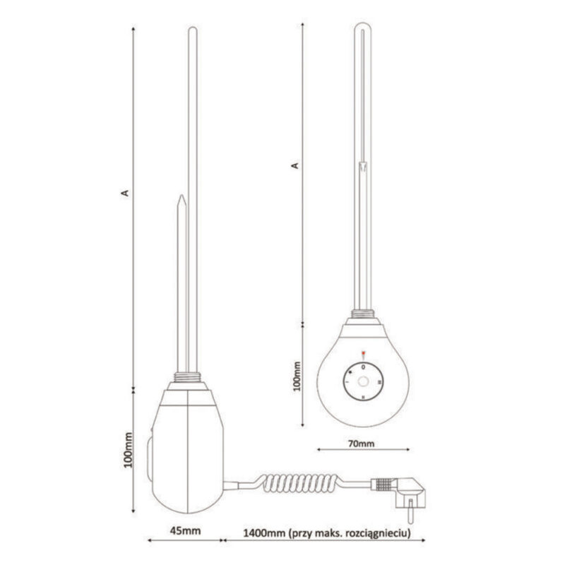 Grzałka do grzejnika DROP biała 900W