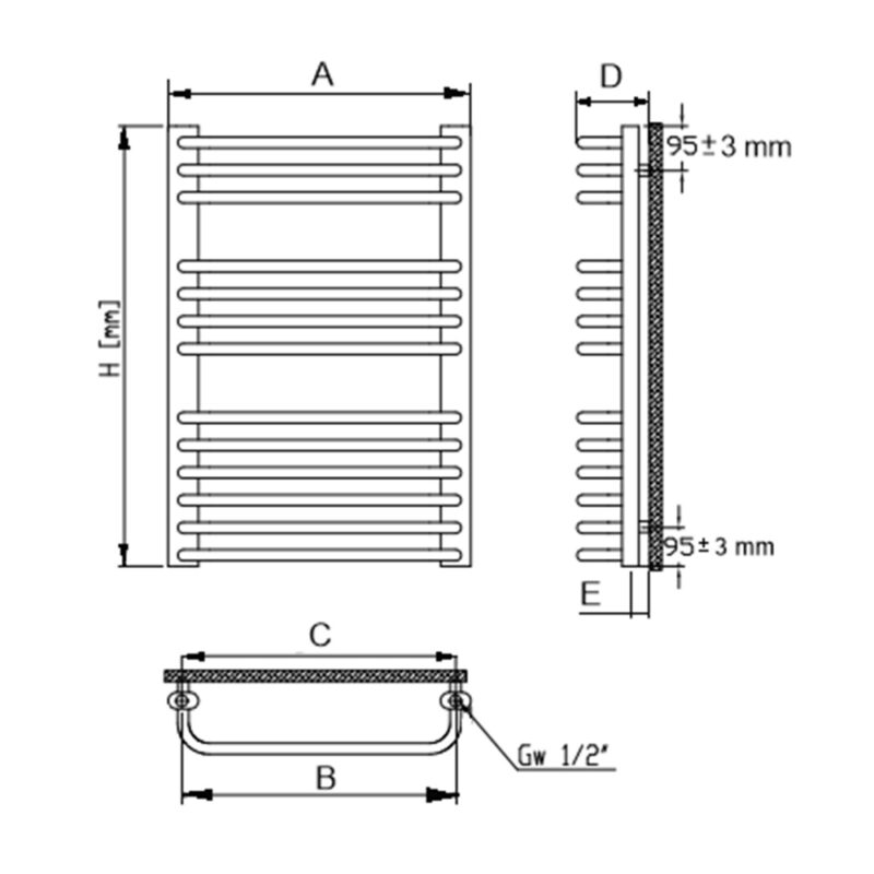 Grzejnik łazienkowy GR1 – 17 żeberek