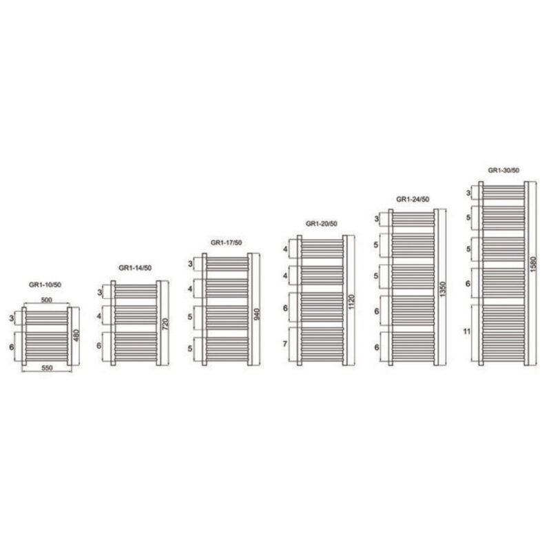 Grzejnik łazienkowy GR1 – 17 żeberek