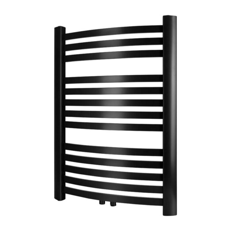 Grzejnik łazienkowy GR3V z zasilaniem dolnym centrycznym, czarny – 24 żeberka.