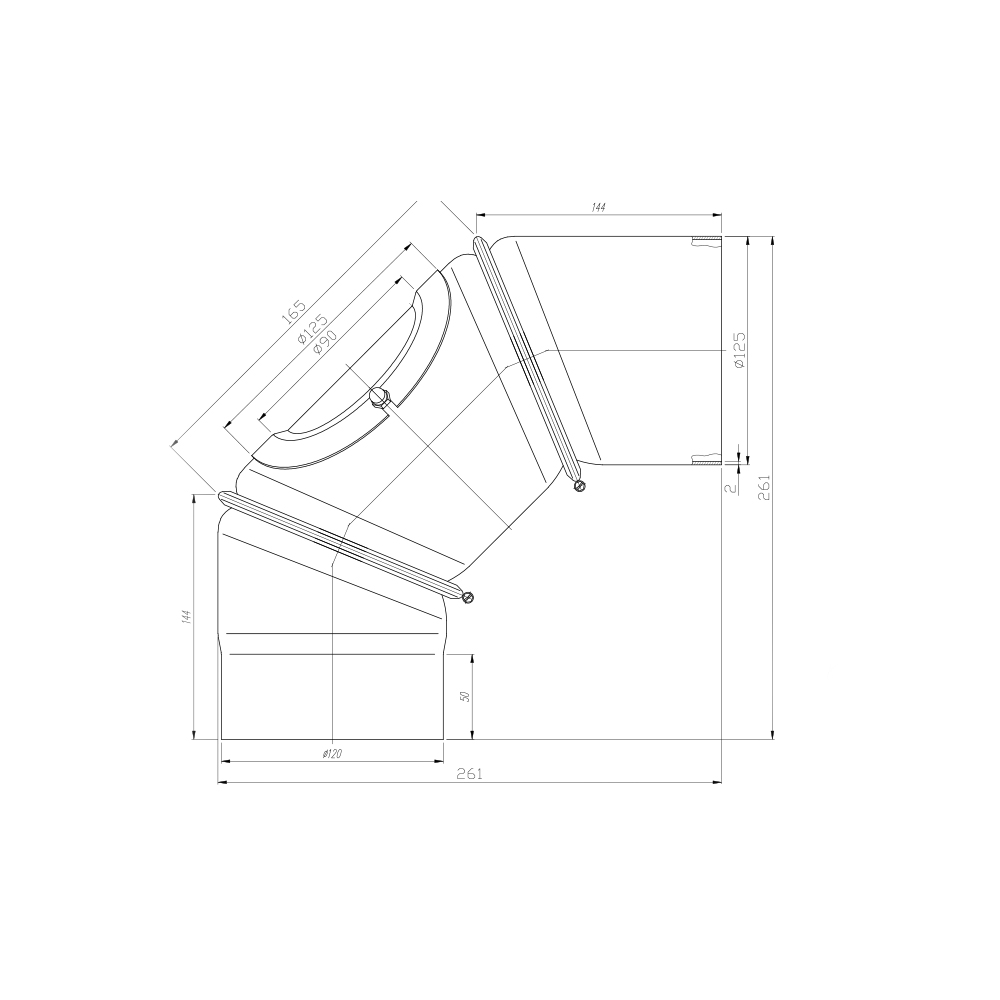 Kolano nastawne 3-segmentowe 90/120