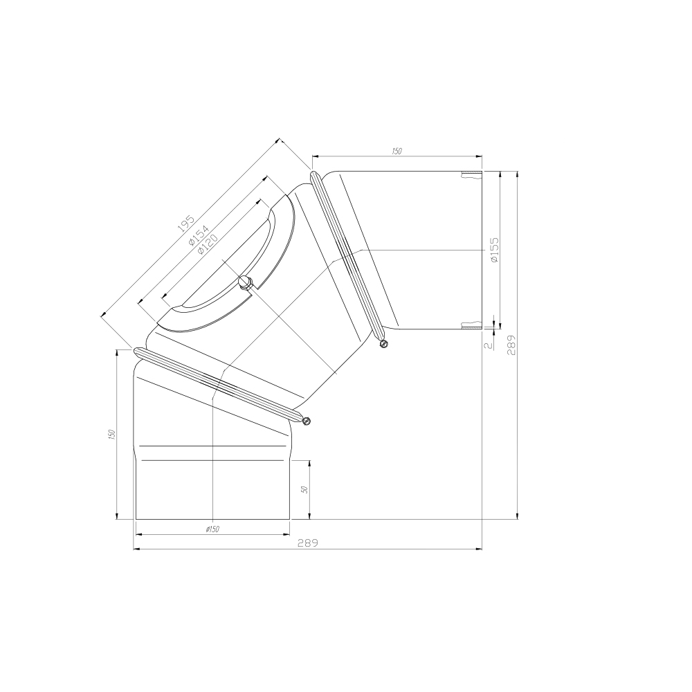 Kolano nastawne 3-segmentowe 90/150