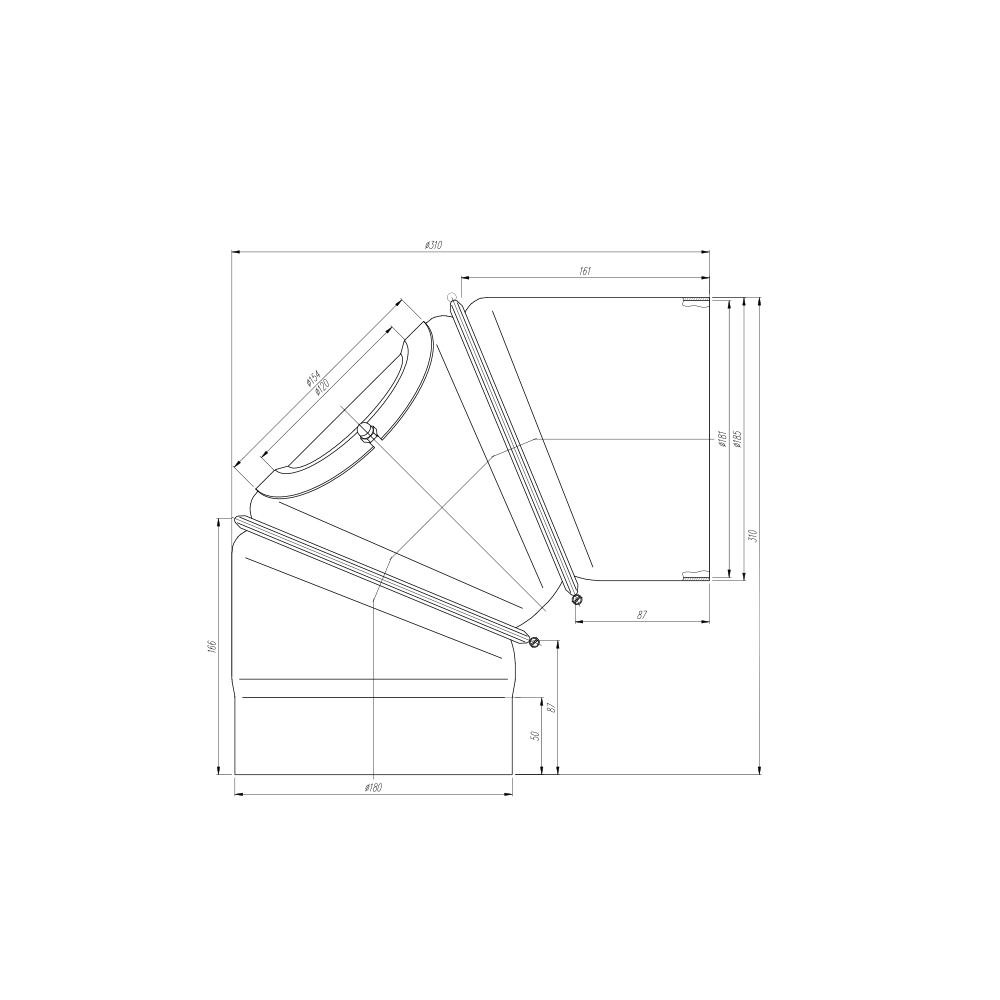 Kolano nastawne 3-segmentowe 90/180