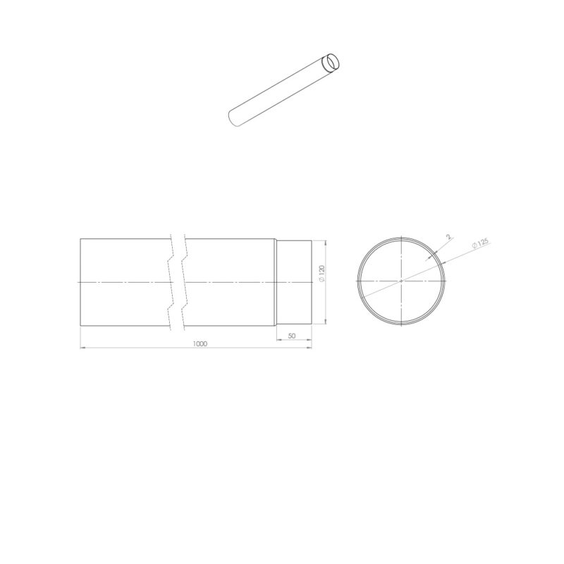 Rura spalinowa prosta 120/1000