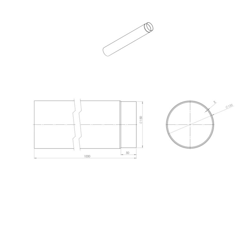 Rura spalinowa prosta 150/1000