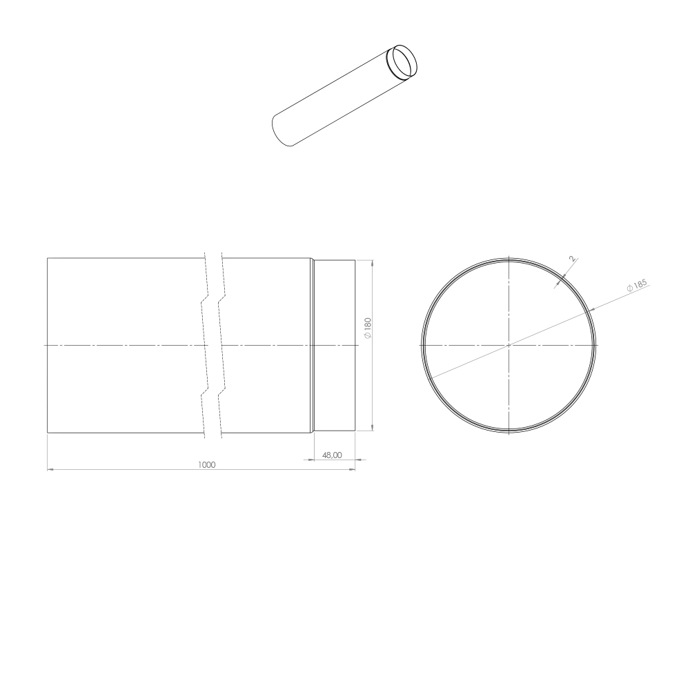 Rura spalinowa prosta 180/1000
