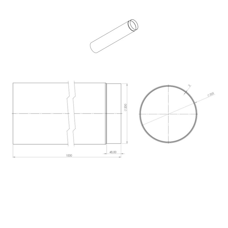 Rura spalinowa prosta 200/1000