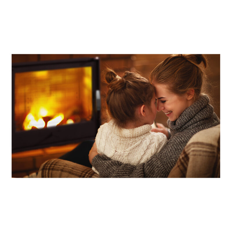 Termokominek BASE 17kW w układzie zamkniętym (2,5 bar) z płaską szybą