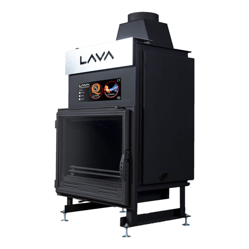 Termokominek BASE 22kW w układzie zamkniętym (2,5 bar) z płaską szybą