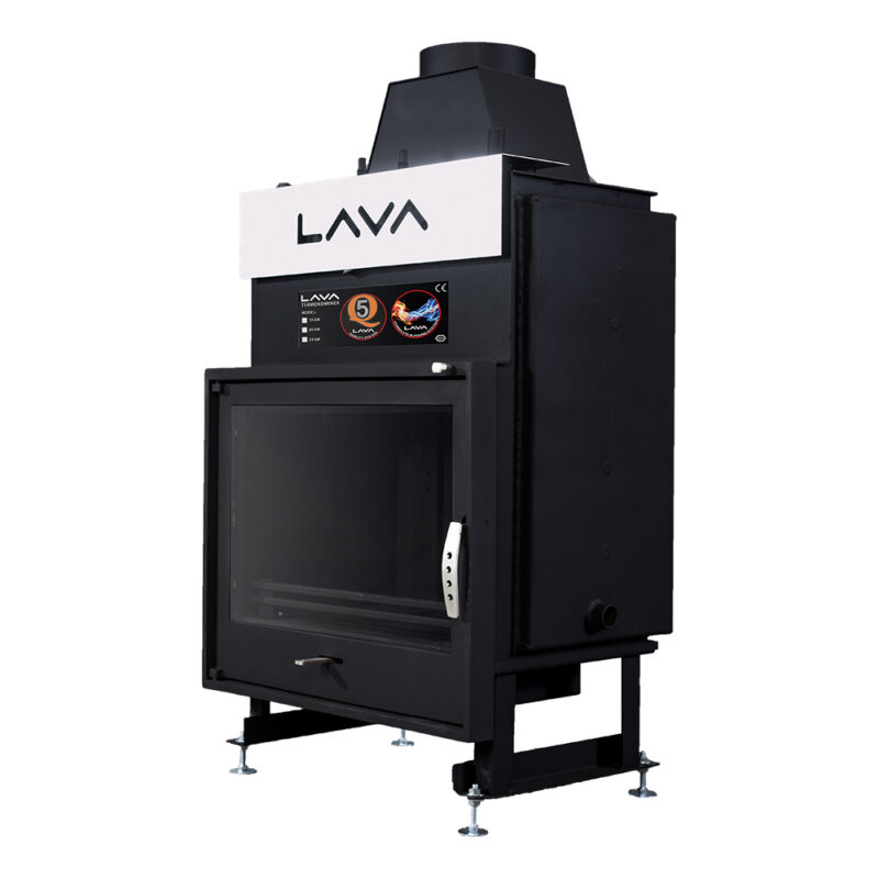 Termokominek PLUS 17kW w układzie zamkniętym (2,5 bar) z płaską szybą