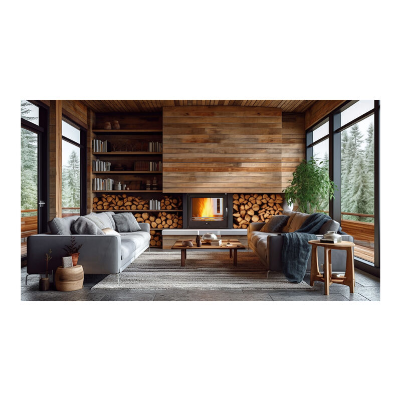 Termokominek PLUS 22kW w układzie otwartym (1bar) z płaską szybą