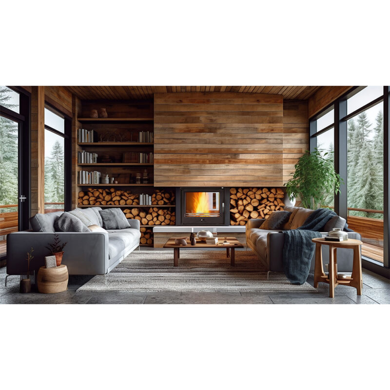 Termokominek PLUS 22kW w układzie zamkniętym (2,5 bar) z płaską szybą