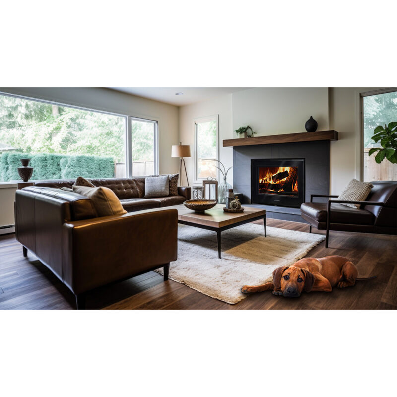 Termokominek TKL TREND 12kW w układzie zamkniętym (2,5 bar) z płaską szybą