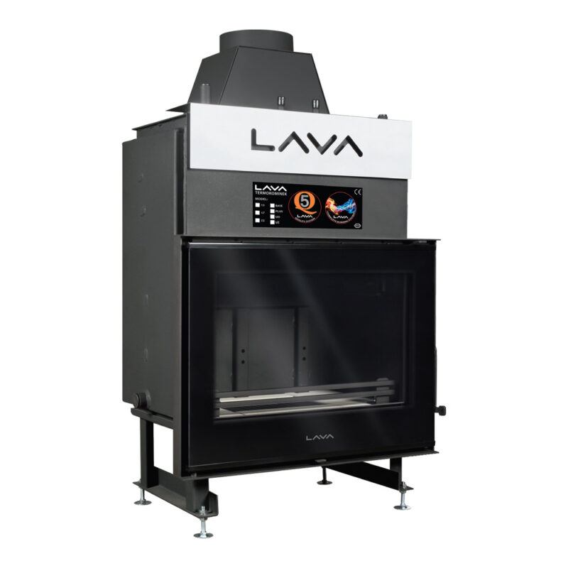 Termokominek TREND 13kW w układzie zamkniętym (2,5 bar) z płaską szybą