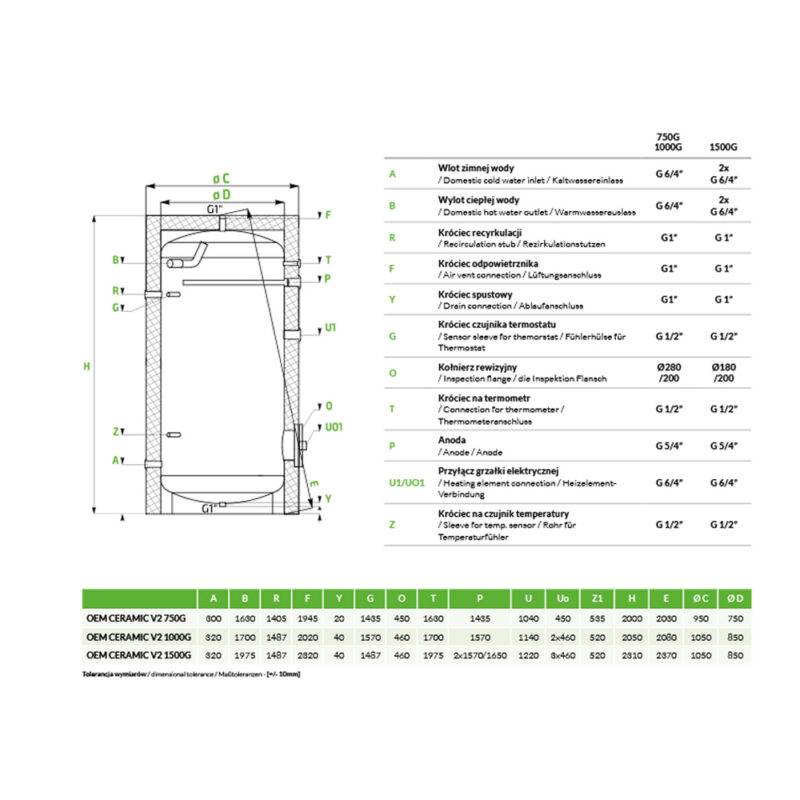 Zasobnik CWU V2 1500 G bez wężownicy