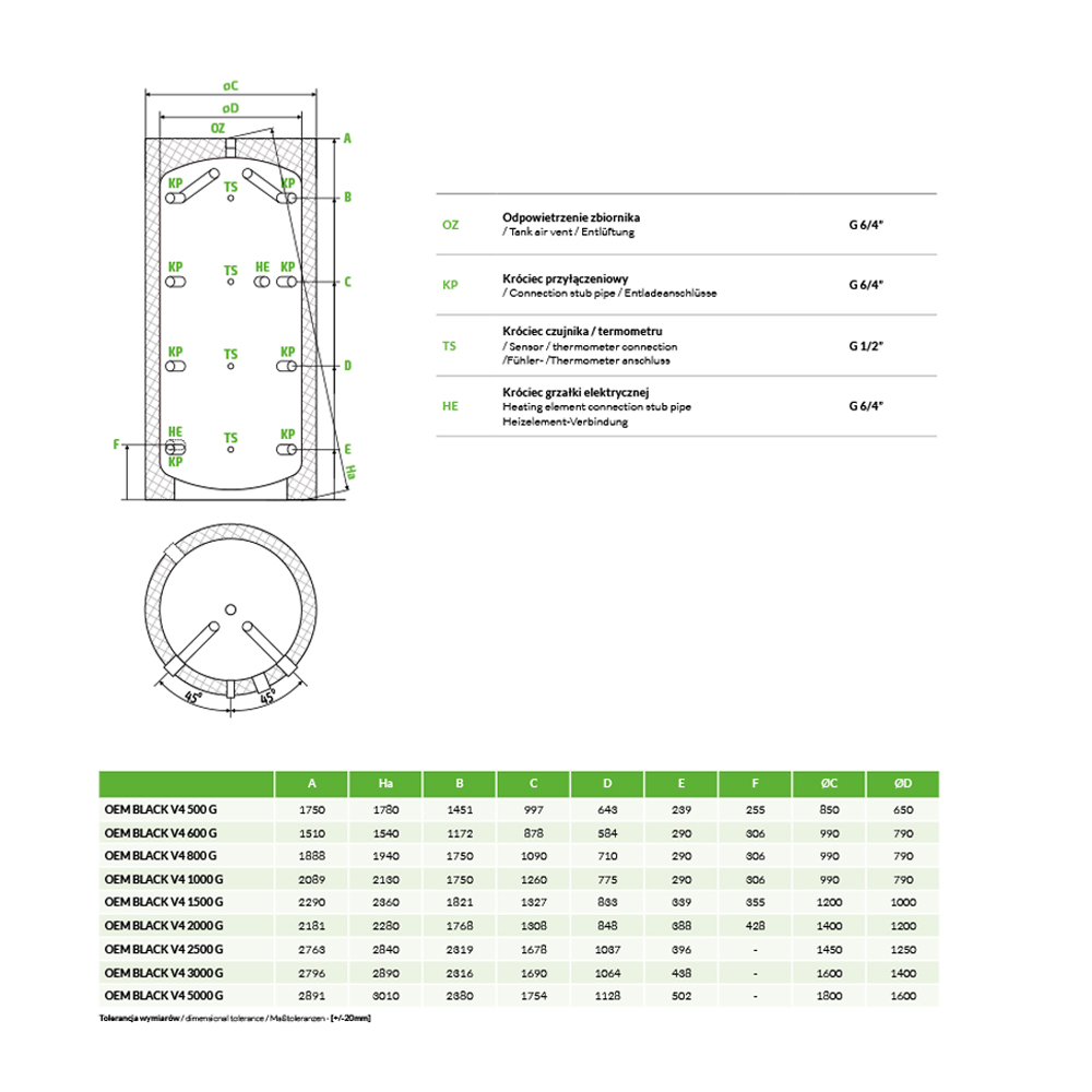 Zbiornik buforowy V4 1000 G bez wężownicy