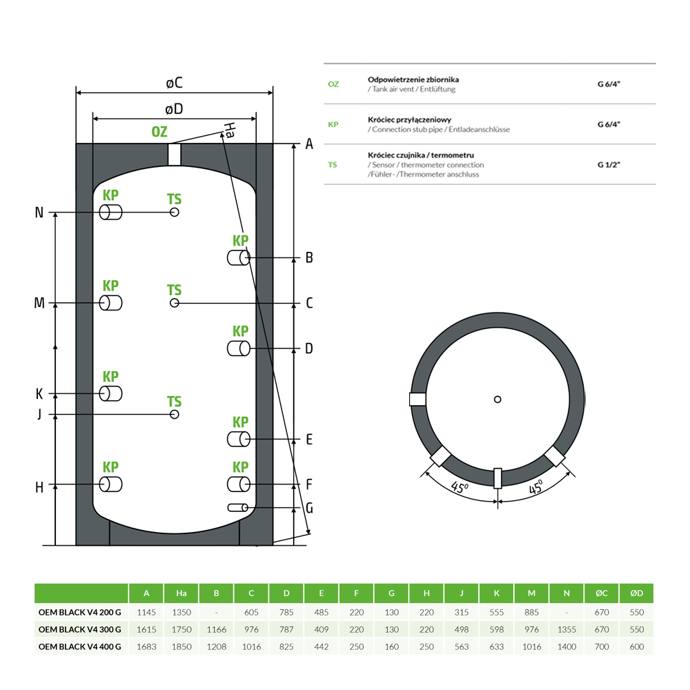 Zbiornik buforowy V4 300 G bez wężownicy