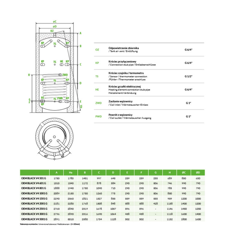 Zbiornik buforowy V4 3001 G z 1 wężownicą
