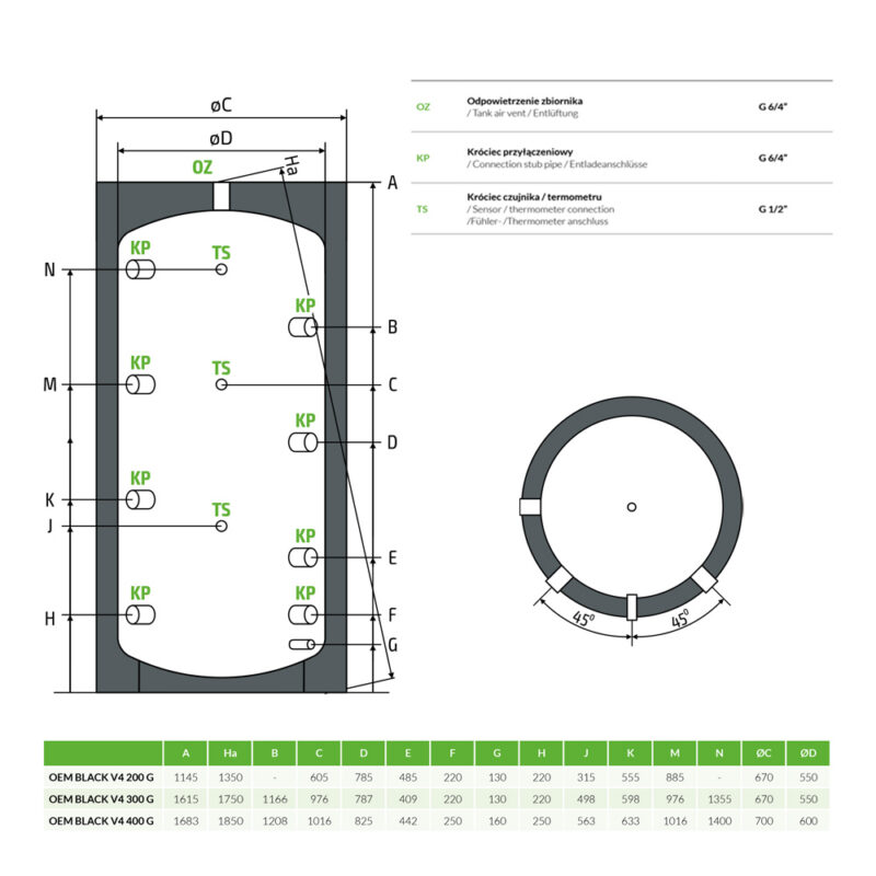 Zbiornik buforowy V4 400 G bez wężownicy