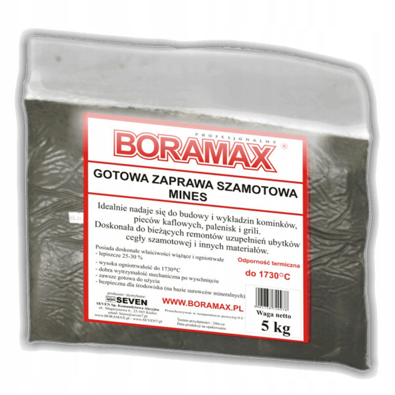 Gotowa zaprawa szamotowa BORAMAX 5kg mokra